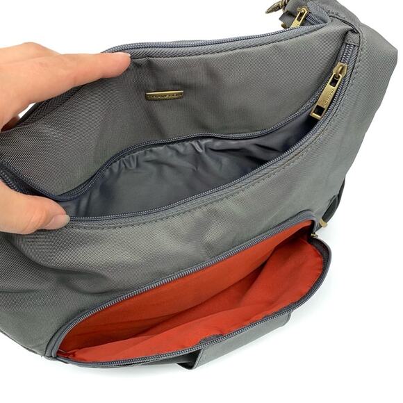 NWT TRAVELON Anti-Theft Round Hobo Bag Grey - Picture 6 of 12